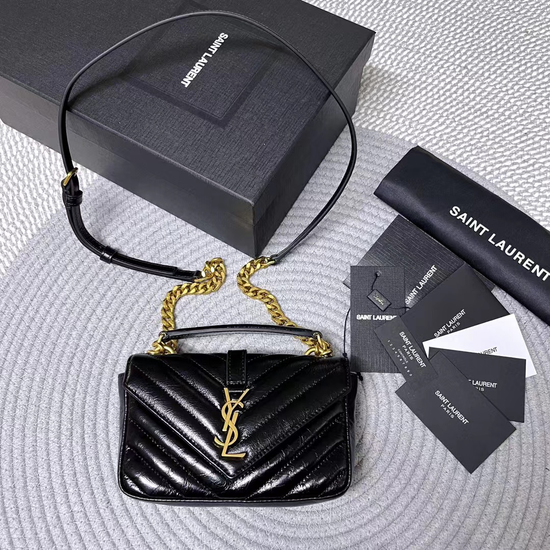 20240413 YSL全皮皺折翻蓋肩背手提包 海外原單 歐美代購 專櫃同步在售