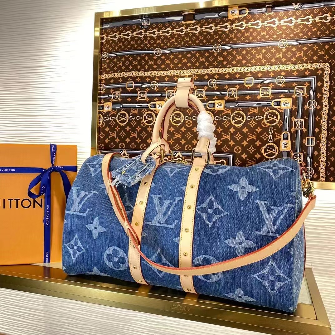20240604 LV M24315牛仔行李袋Keepall Bandouli&egrave;re 45 海外原單免稅平行輸入 歐美代購 台北101專櫃官網同步在售