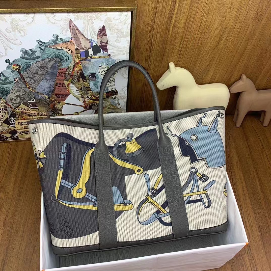 20240604 Herm&egrave;s愛馬仕帆布手提購物包 海外原單免稅平行輸入 歐美代購 台北101專櫃官網同步在售