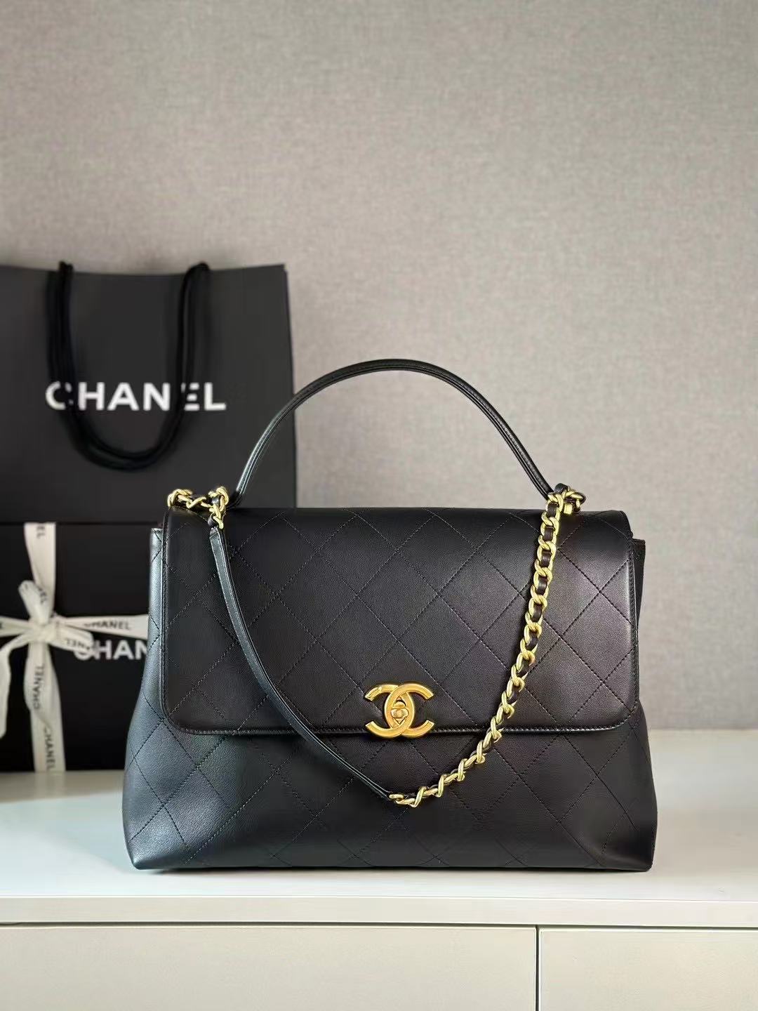 20250518 香奈兒全皮手提包 海外原單免稅平行輸入 歐美代購 台北101專櫃官網同步在售